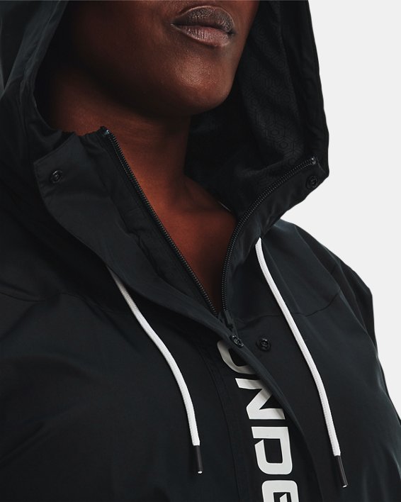 Damen UA RUSH™ Jacke aus Webstoff mit durchgehendem Zip, Black, pdpMainDesktop image number 3